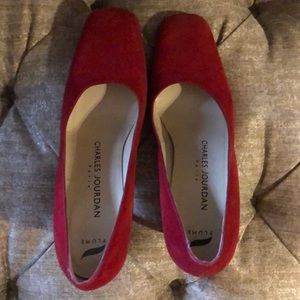 Charles Jourdain Plume red suite pumps